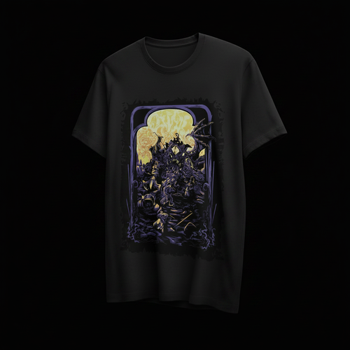 T-shirt on solid black background
